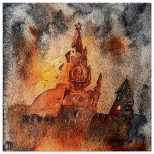 Burning Kremlin | Fine Art Poster 25x25 cm / 10x10″