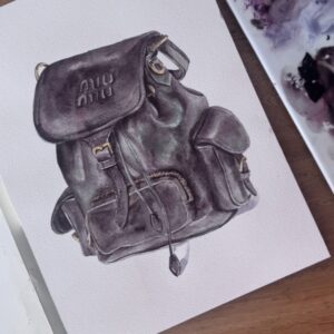 Leather Backpack - original watercolor